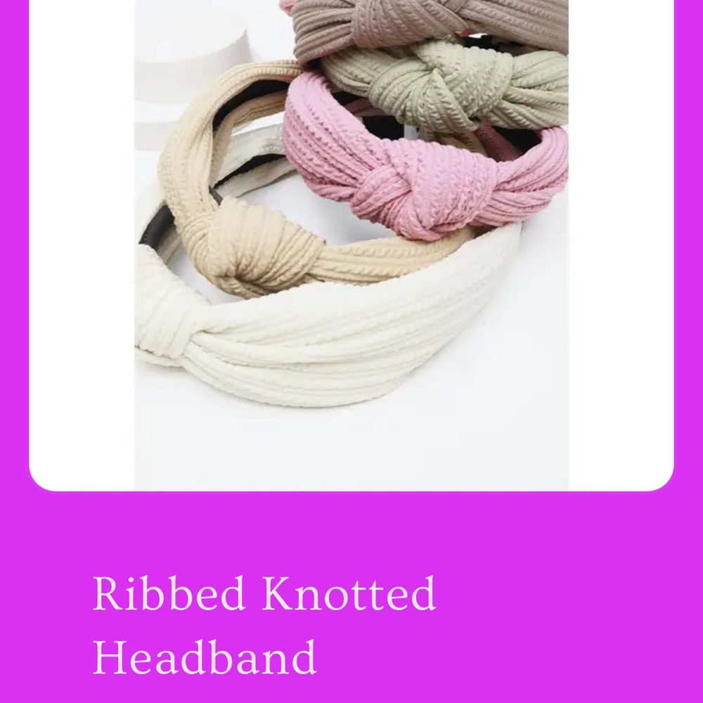 Knotted Headband Set - Pink, Cream, Tan
